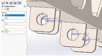 Fig. 3: Setting up the coordinate system for the lugs.