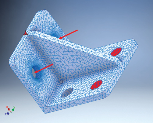 Fig. 12: Applied load and constrained bolts for the transient analysis.